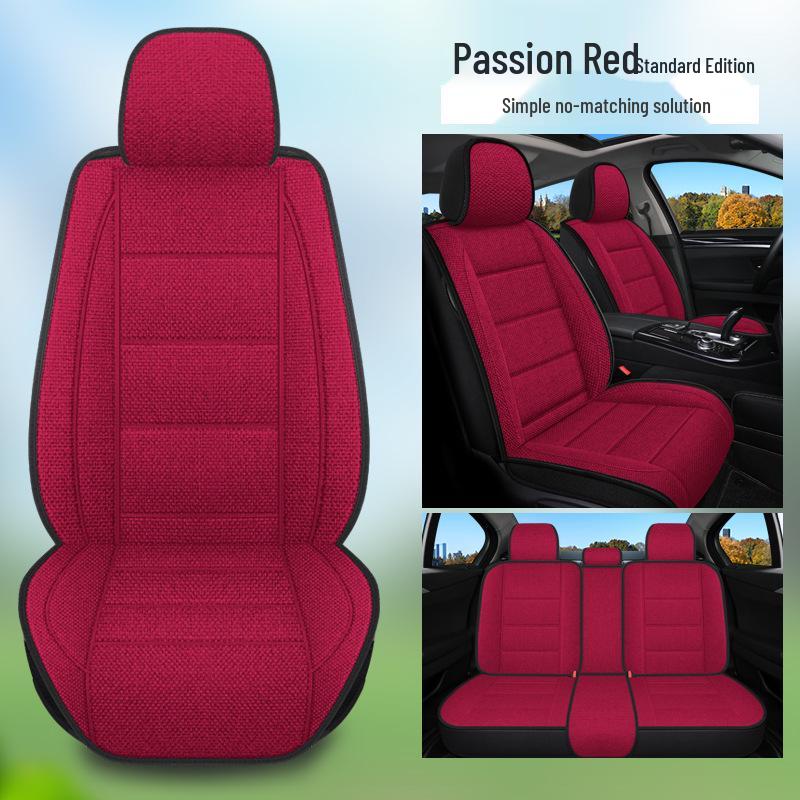 Five-Seater Full Coverage Coarse Linen Car Seat Cushion Cover