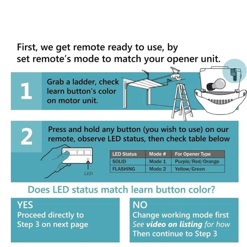2 Pack Garage Door Remote Control Garage Door Opener Plastic Remote Suitable for Various Models with Secure Coding