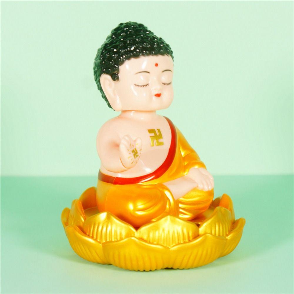 Decorative Solar Shaking Head Toys Handcrafts Desktop Buddha Statue  Ornaments