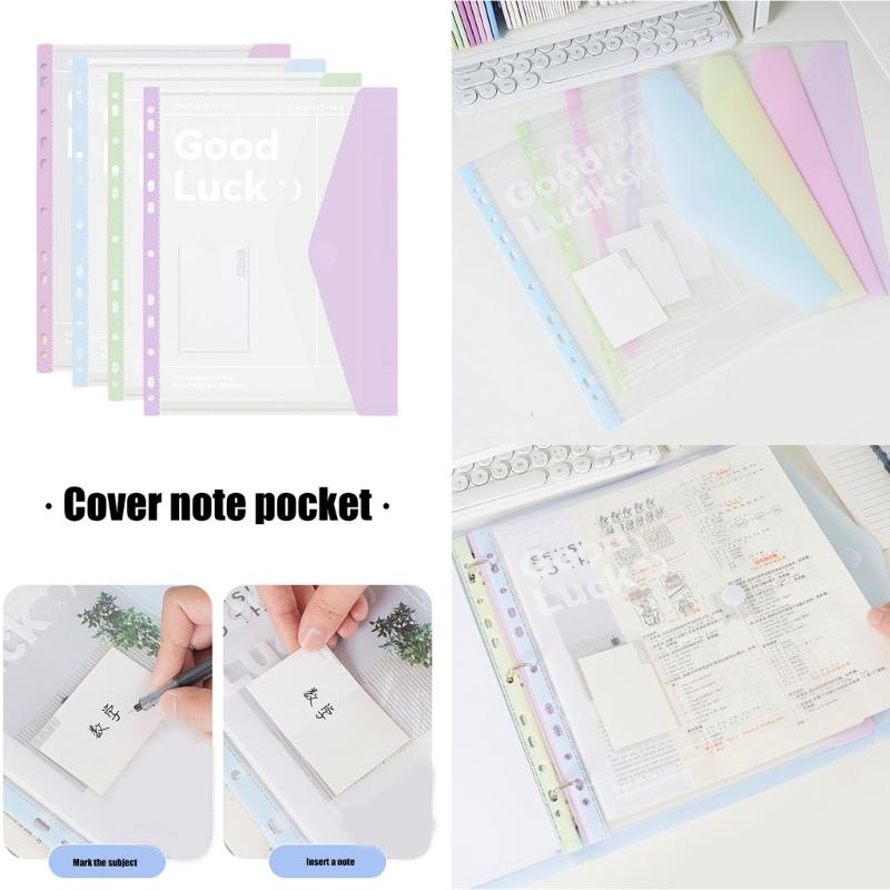 4/6/8Pcs 11 Holes Punched Pocket Water Resistant Letter Size Document Wallet with Clear Label Window for Office School