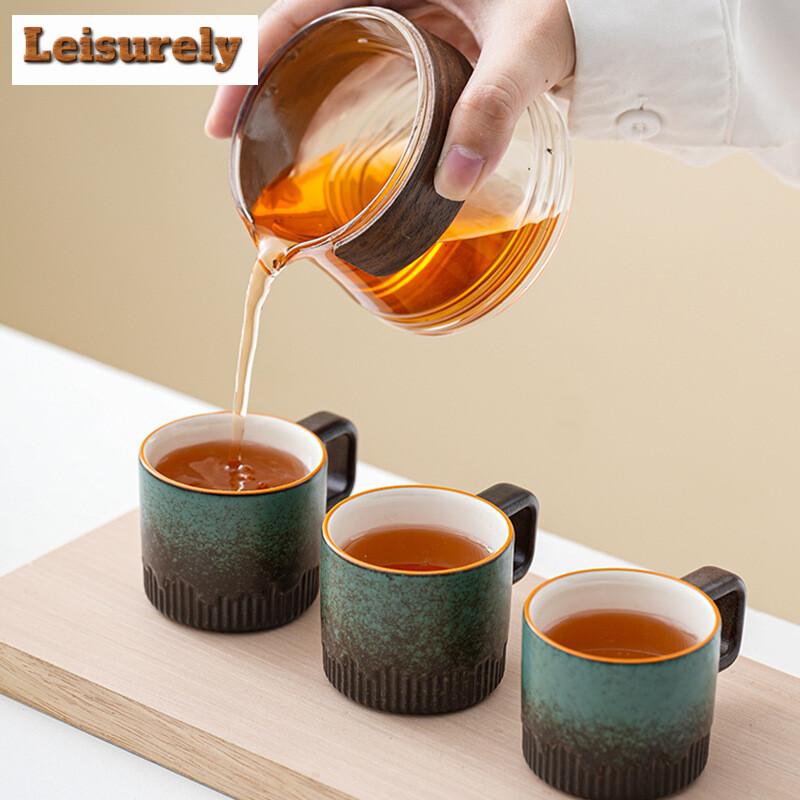 50ML Japanese Style Tea Cup Kiln Transformation Ceramic Coffee Mug Espresso Cup Gongfu Retro Crude Pottery Handle Wine Drinkware