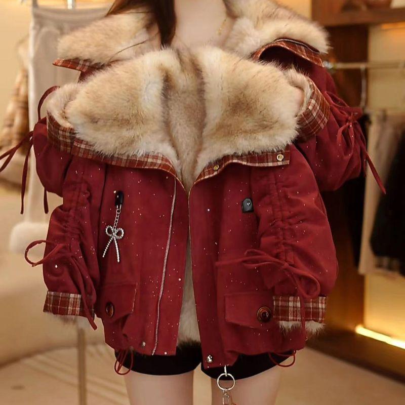 Girls' Fashionable Faux Fur Coat: Stylish Red Winter Coat for Kids