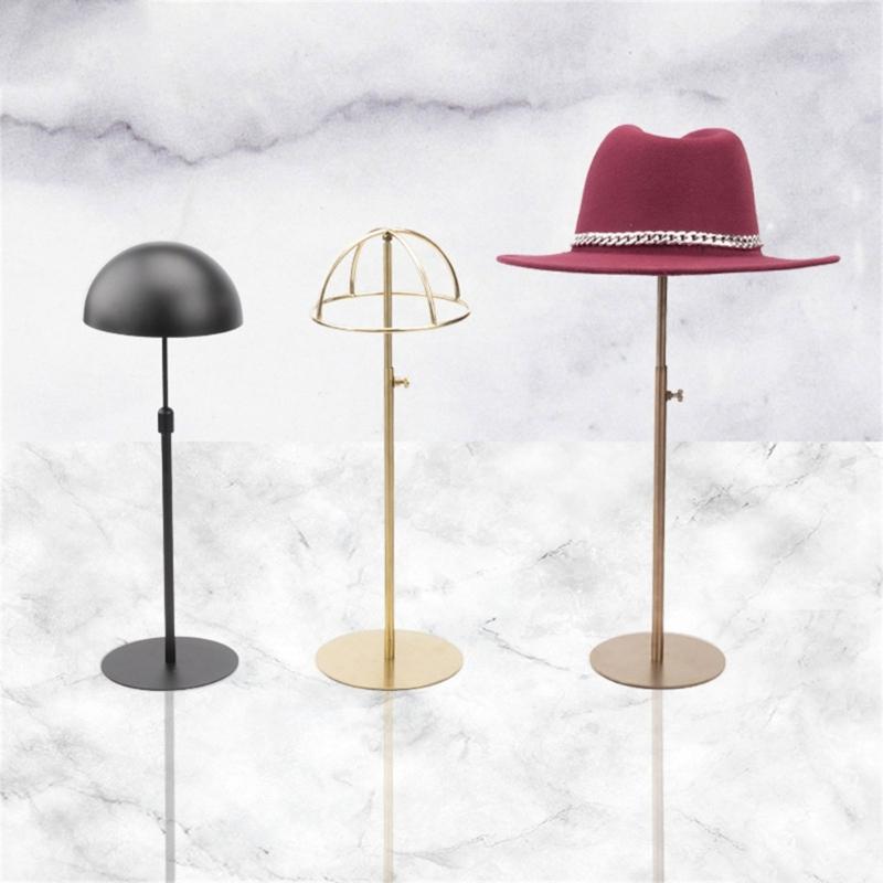 Adjustable Hat Holder Wigs Head Stand Practical Metal Home Hat Storage Stable Metal Stand for Hat and Wig Display
