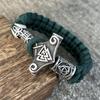 Thor Hammer Valknut Vegvisir Runes Beads Jewelry Handmade Braided DIY Paracord Bracelet Mens Womens Accessories