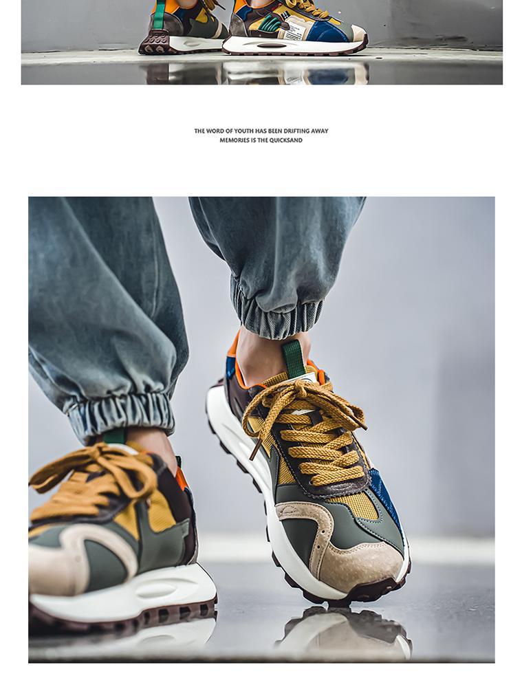 Agan Men's Height-Boosting Winter Waffle Dad Sneakers - Casual, Thick-Soled Running Shoes for Teens