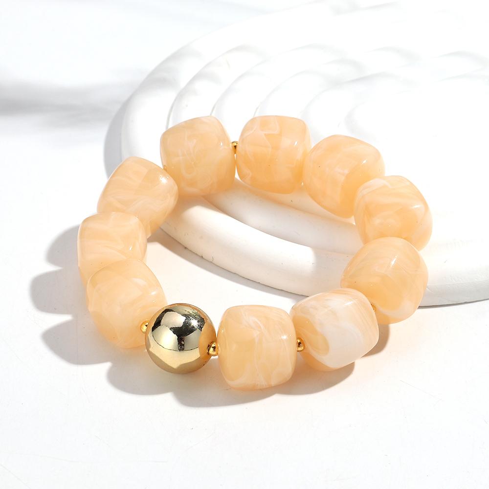 Fashion Acrylic Big Irregular Square Beaded Bracelet for Women New Trendy Imitation Stone Strechy Bracelet Hand Jewelry Gifts