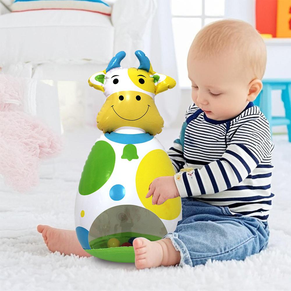 Pvc Children Plastic Inflatable Cow Bell Rattle Toy For Learning Play Gifts