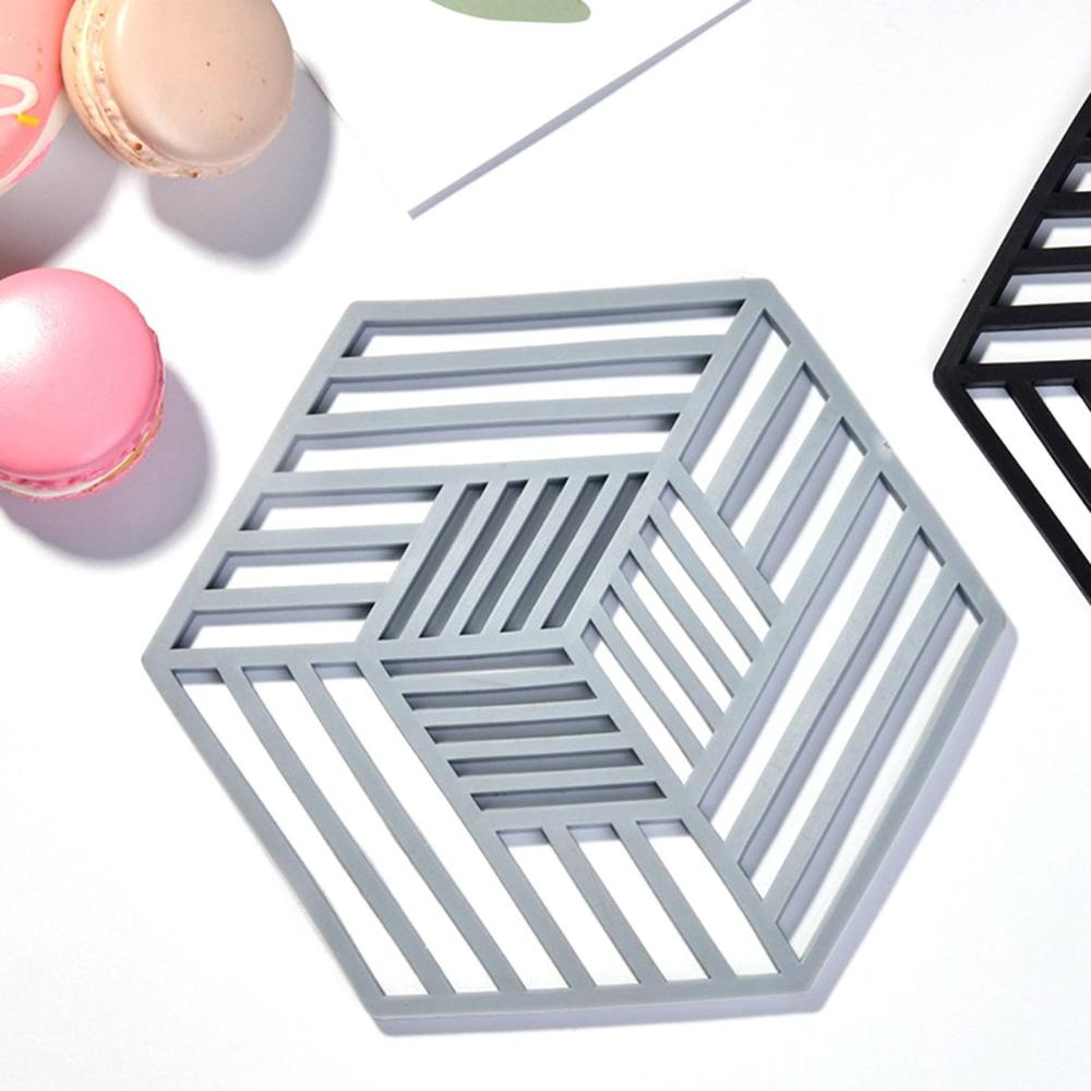Creative Silicone Hexagon Geometric Drink Holder Hollow Placemat Coaster Cup Pad Trivet Mats