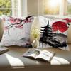 Landscape Samurai Geisha Bonsai Torii Gate Sakura Pillow Cover For Bedroom Room And Living Room Sofa Decorative Cushion Cover