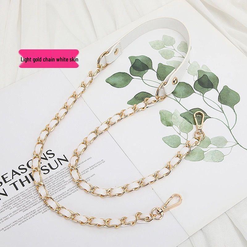 Women's Leather Crossbody Bag Strap - Versatile, Durable Metal Chain, Fade-Resistant, Sold Separately.