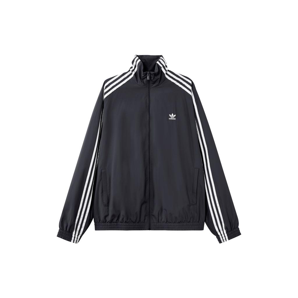 Adidas Originals Adilenium Oversized Track bunda se třemi pruhy Colorblock Dámské topy Černá IV9339