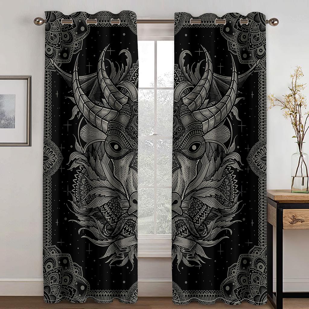 Ebony Gouden donkere wind Totem digitale print gordijn woonkamer slaapkamer huiselijke omgeving landschapsvorming polyestervezel gordijnstof