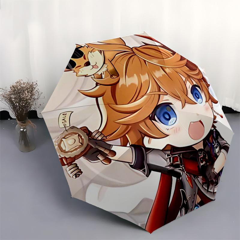 1 Stück Outdoor-Schirm mit süßem Anime-Charakter-Design - Automatisches Öffnen/Schließen, Tragbares 3-fach faltbares Design, 8-Speichen-Eisenrahmen - Perfektes Geschenk für Fa