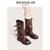 Niche retro thick heel mid-height boots western cowboy stack boots knight boots early autumn martin boots women's boots