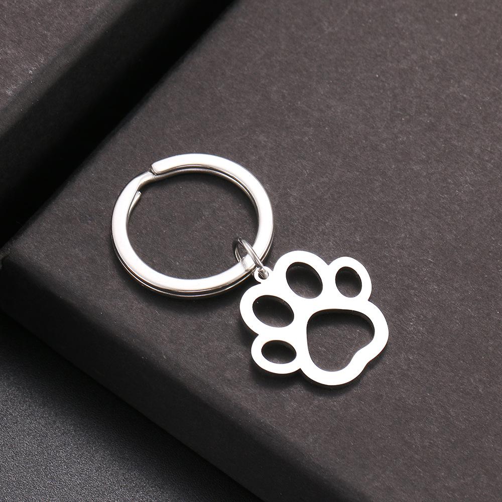 

1Pc Stainless Steel Keychain Cartoon Dog Paw Silver Color Fashion keychain for car keys Pendant Jewelry Gifts срібний