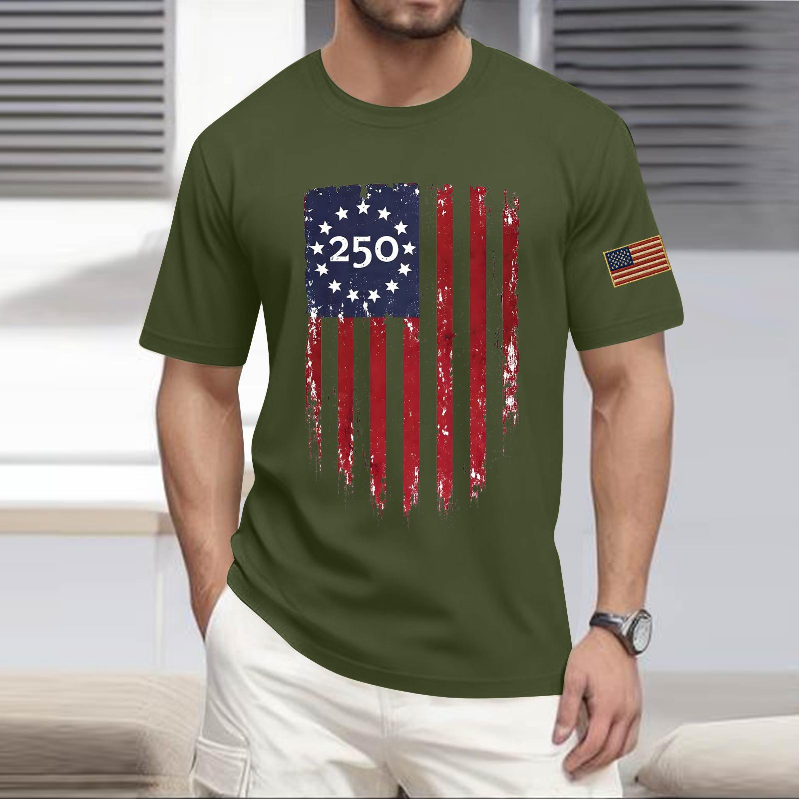 Men s Casual Round Neck Lightweight Short-Sleeve Top L армия зеленый