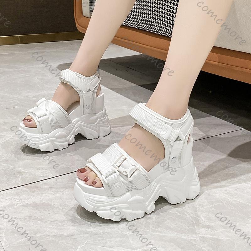 Fashion Comemore Platform Sports Style Sandals for Women White Black 11cm Super High Heels Women's Shoes Casual Thick Bottom Sandales