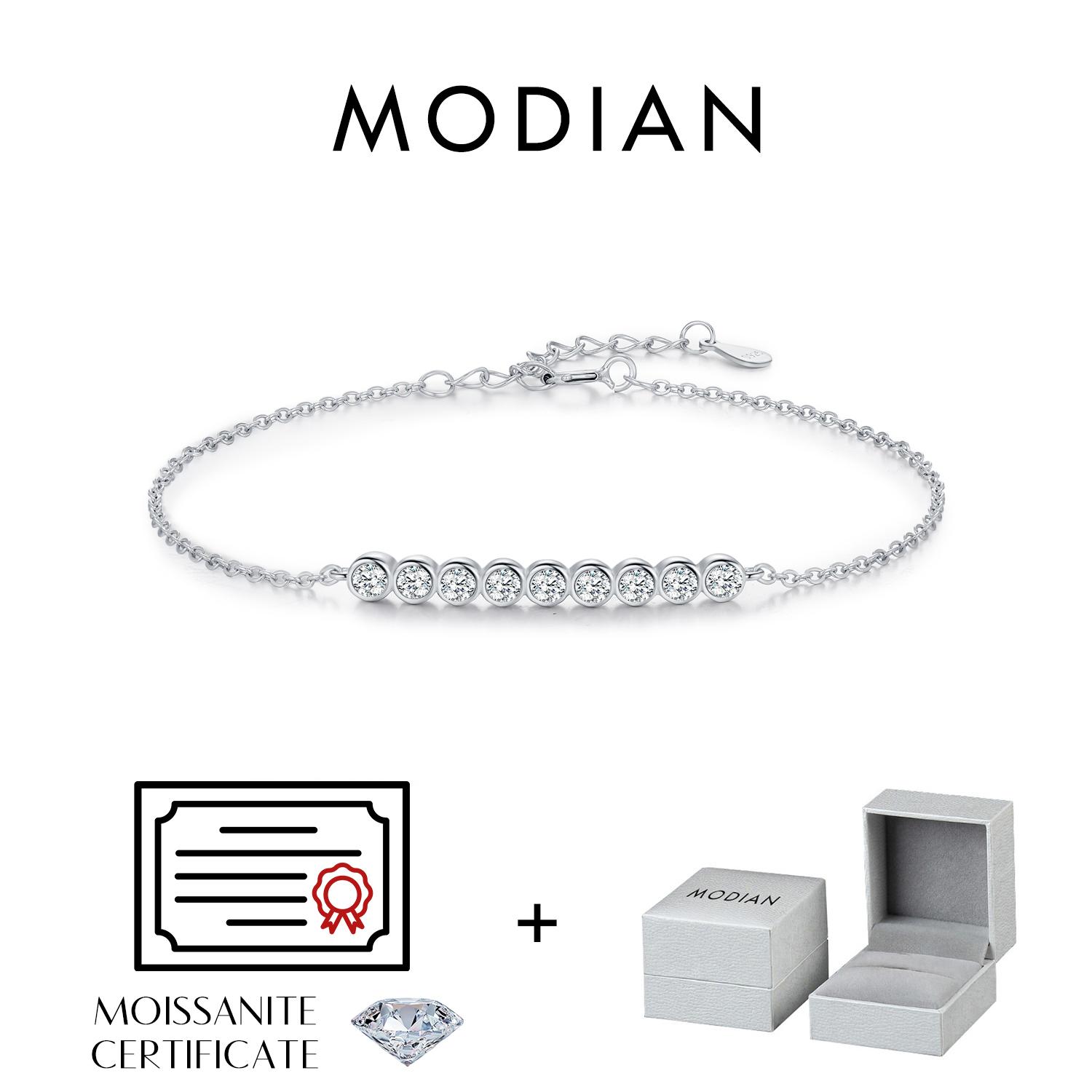 

MODIAN D Color Moissanite 925 Silver Simple Bracelet Round Lab Diamond Chain Link Jewelry For Women Luxury Wedding Gift