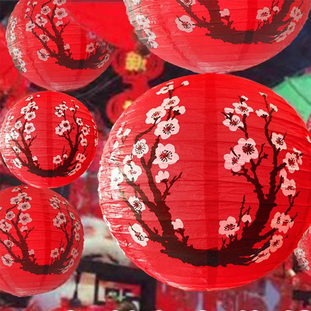 30cm Plum Blossom Round Paper Lantern Lamp Chinese Oriental Style Spring Festival Restaurant Wedding Home Decor Gifts