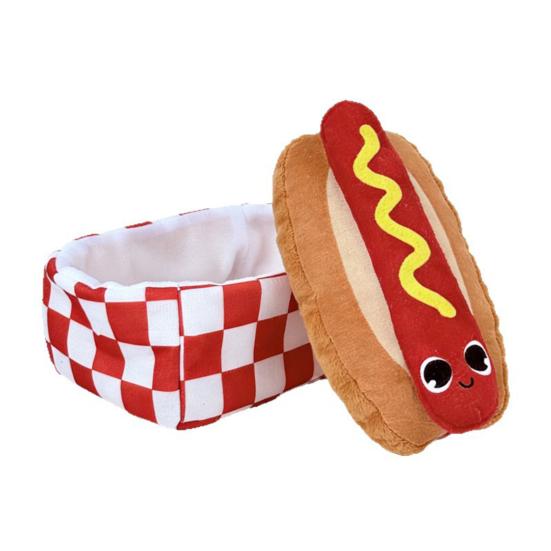 Plush Dog Toy Hot Dog Bun Shape Chew Toy Dog Snuffle Toy