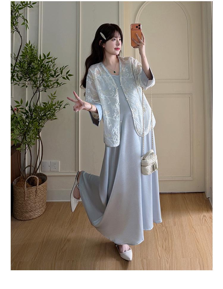 Elegantes Sommer-Umstandskleid 2026 im chinesischen Stil mit geprägtem Sonnenschutz
