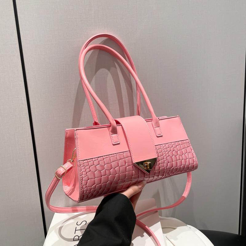 This year's popular women's bags 2025 spring and summer new fashion crocodile pattern splicing handbag texture large capacity messenger