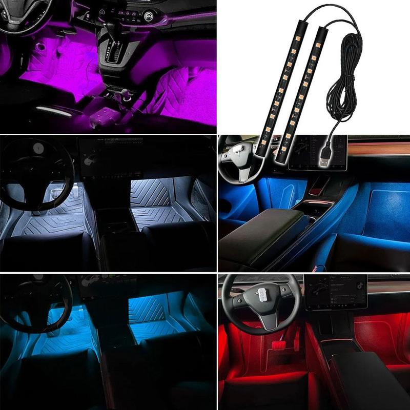 Luce Neon per Auto Luce per Piedi LED Decorazione Interna Retroilluminazione Accendisigari Lampada Atmosfera USB Accessori Veicolo