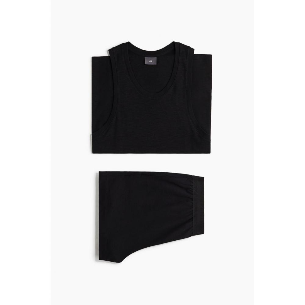 H M Sleeveless pajaMa Top   sHorts Black