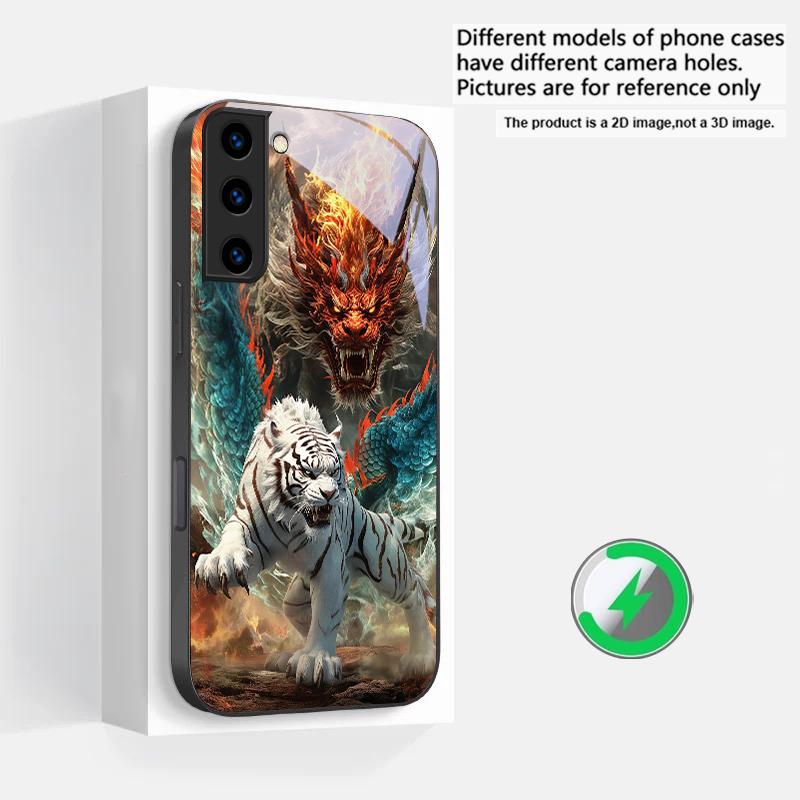 

A huge dragon and tiger Suitable For Samsung Galaxy S25 Ultra S20 FE S21 S22+ S23 Plus S24 S26 Edge magnetism Glass Phone Casee Galaxy S25 Ultra