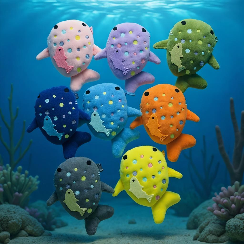 Portofel Multicolor Drăguț de Pluș în Formă de Pește pentru Monede Femei Rechin Bani Card Chei Căști Portmoneu pentru Lucruri Mici Pungă cu Fermoar Cadou pentru Copii