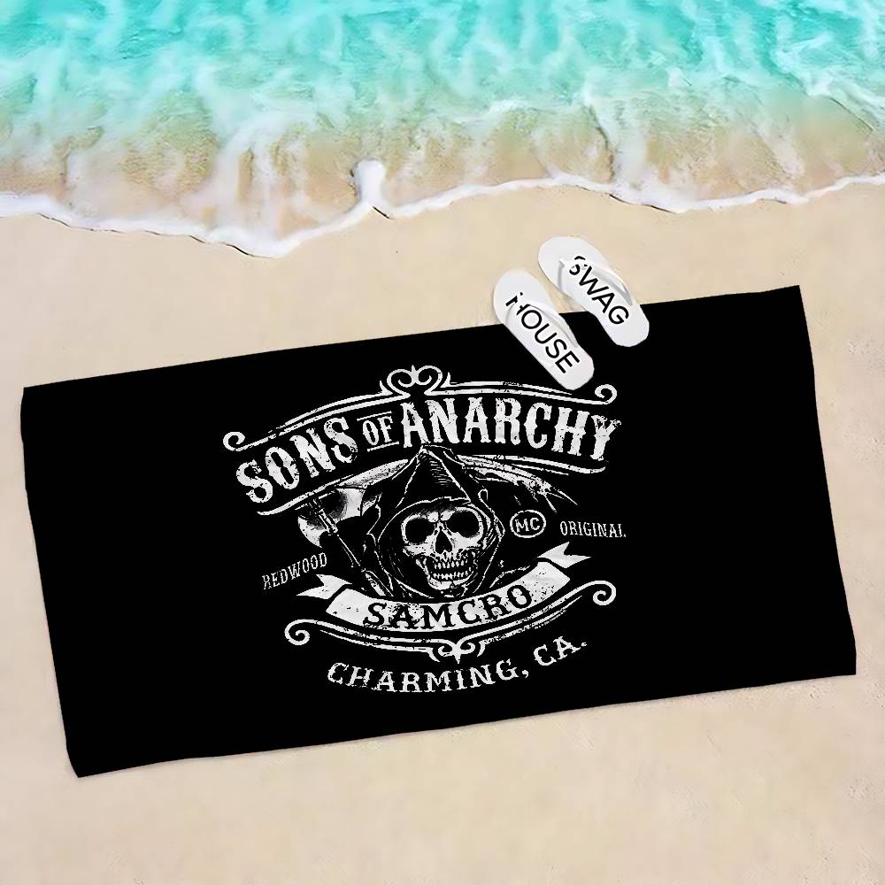 Son Of Anarchy American Bath Towel Microfiber Soft Water Absorbing Breathable For Girl Kids Decorative Cartoon Beach Towel W40*H60(CM)