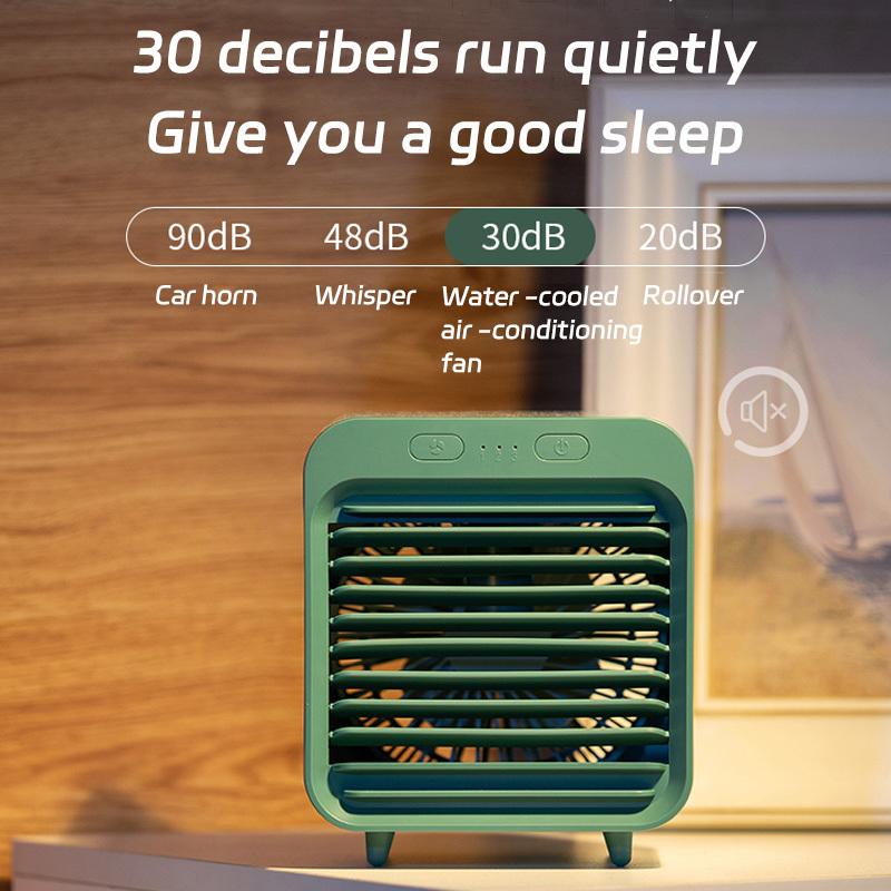 Portable USB Rechargeable Air Cooler - 3-in-1 Mini AC Fan with 7 Color LED, 4000mAh Battery for Home/Office/Camping