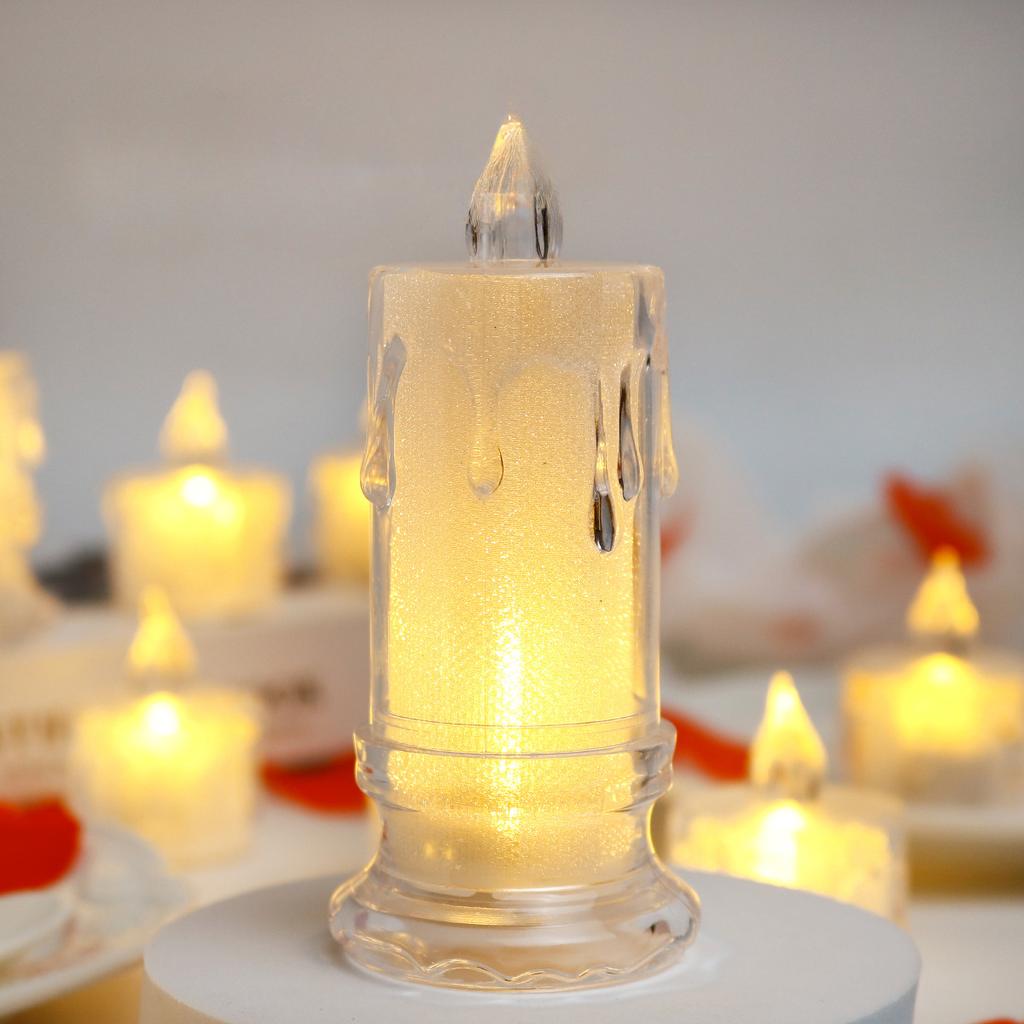Bougie LED sans flamme 1/4/12/24 pièces, bougie colonne à LED avec batterie, parfaite pour les réunions de famille de Noël et les dîners aux chandelles