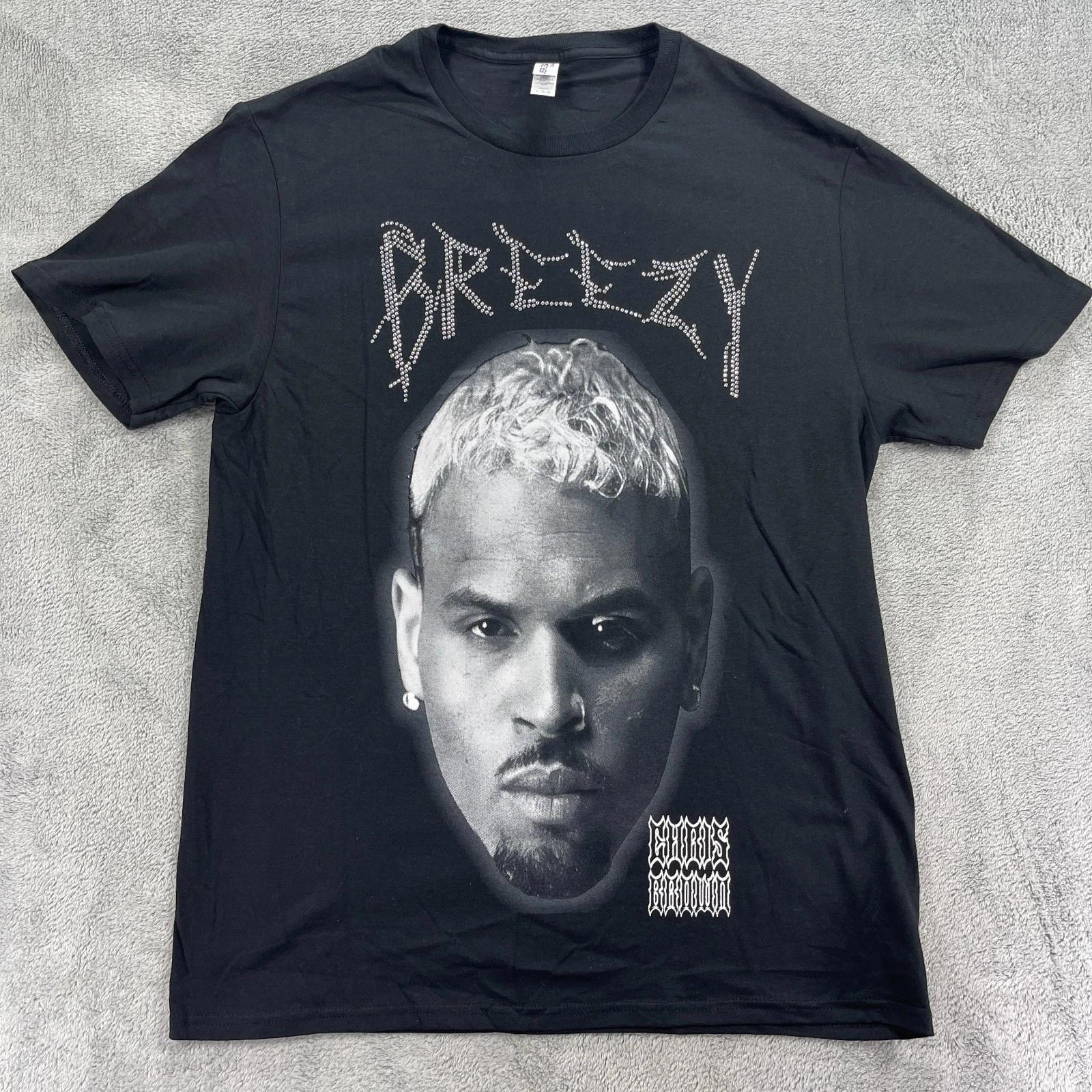

Крис Браун Breezy Bowl XX Концертный Тур Футболка Мужская L Черный Хлопок Стразы S