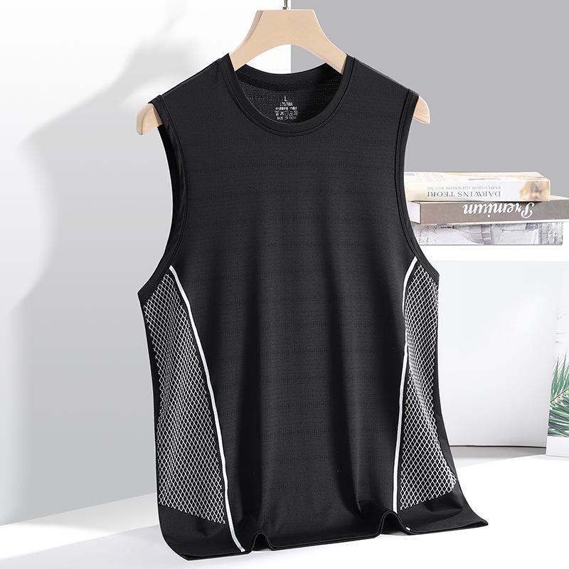 Men's Summer Ice Silk Quick-Dry Sleeveless Sports Vest: Breathable, Lightweight, Versatile, and Trendy