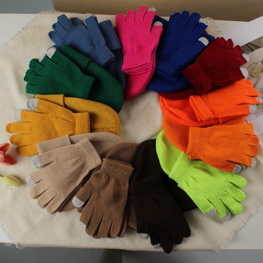 Knitted hat and glove combination set, versatile and fashionable woolen hat, autumn and winter warm pullover hat