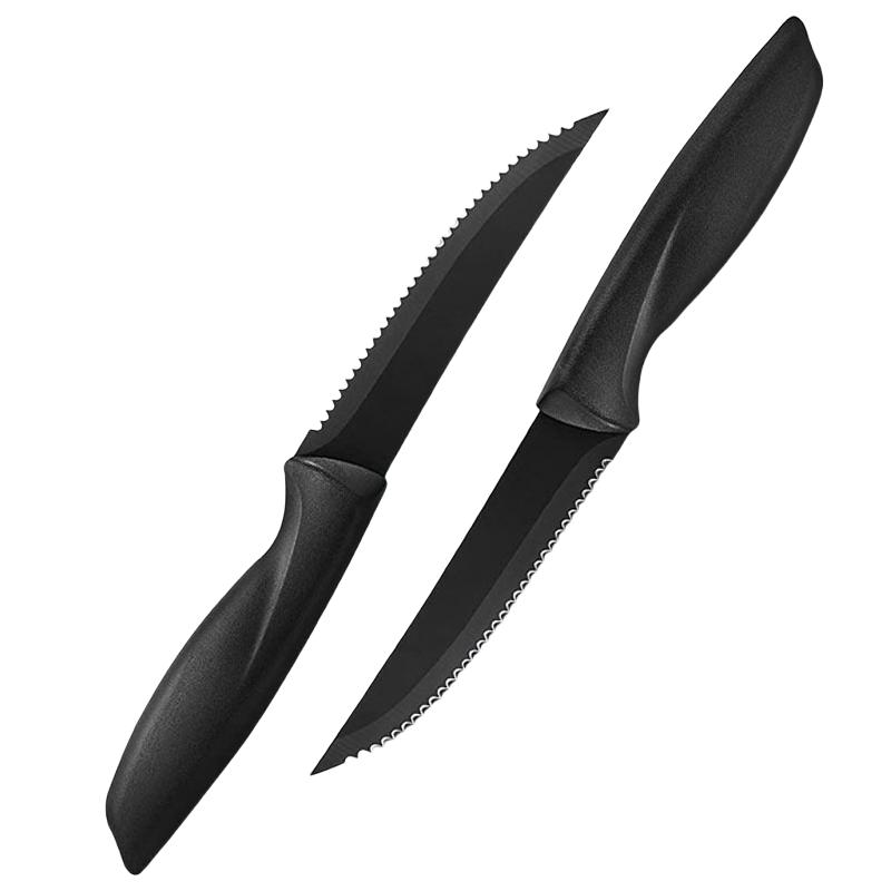 

8,5-дюймовый нож для стейка из нержавеющей стали с зазубренным острым антипригарным лезвием и пластиковой рукояткой. Ножи для сыра можно мыть в посудомоечной машине.