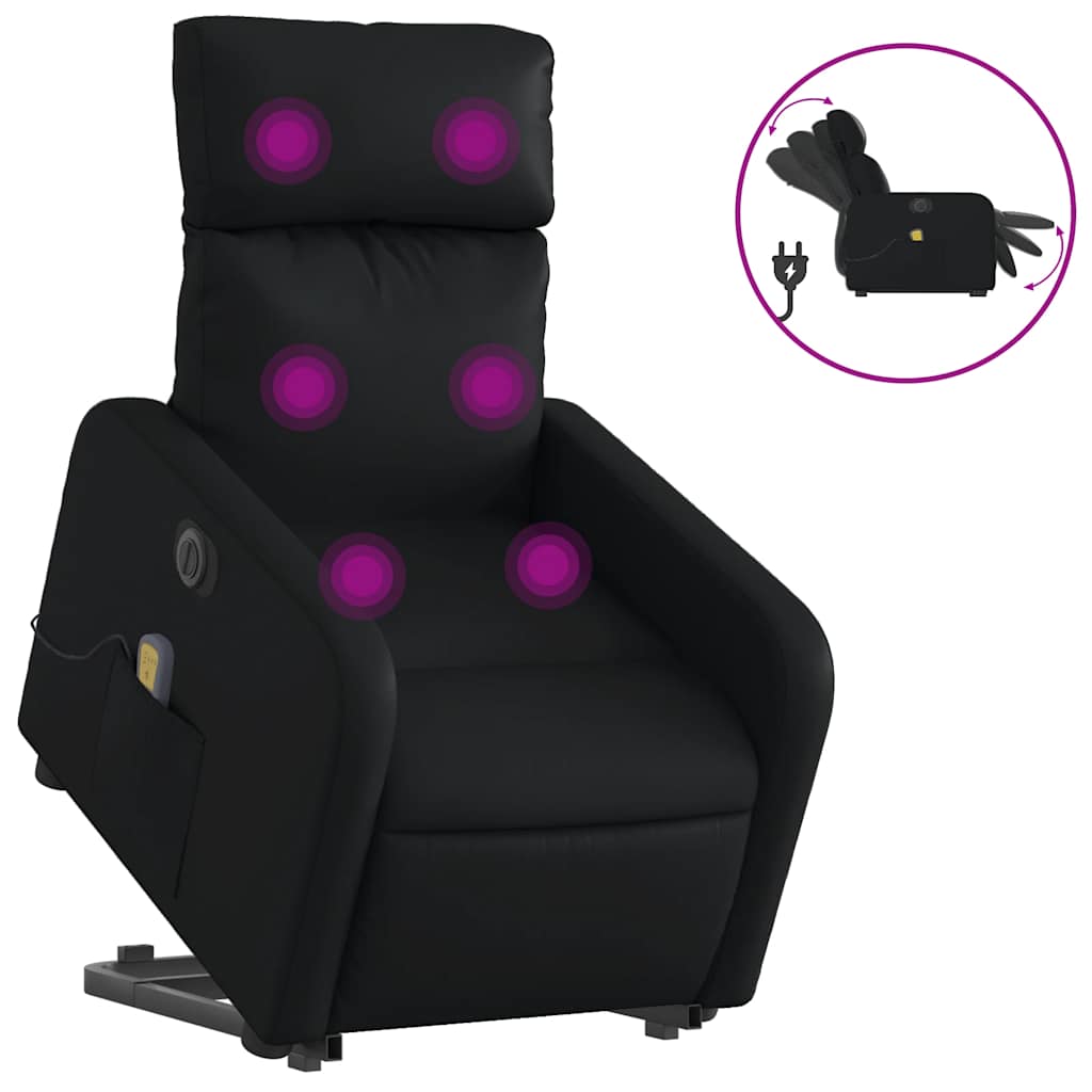 Vidaxl Reclining Lift Chair with Massage, Electric, Black