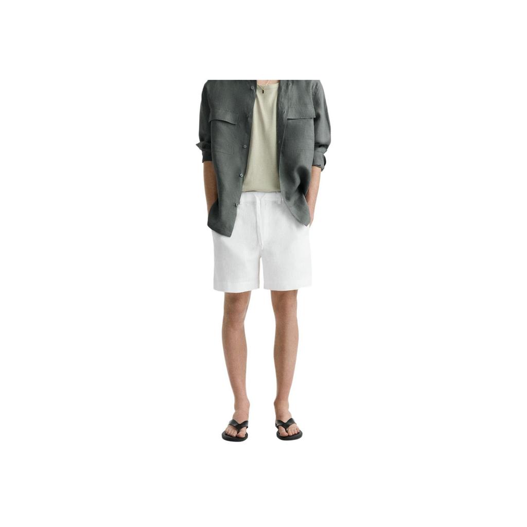 Zara Solid Color Drawstring Casual Shorts Men Shorts White 2634601-250