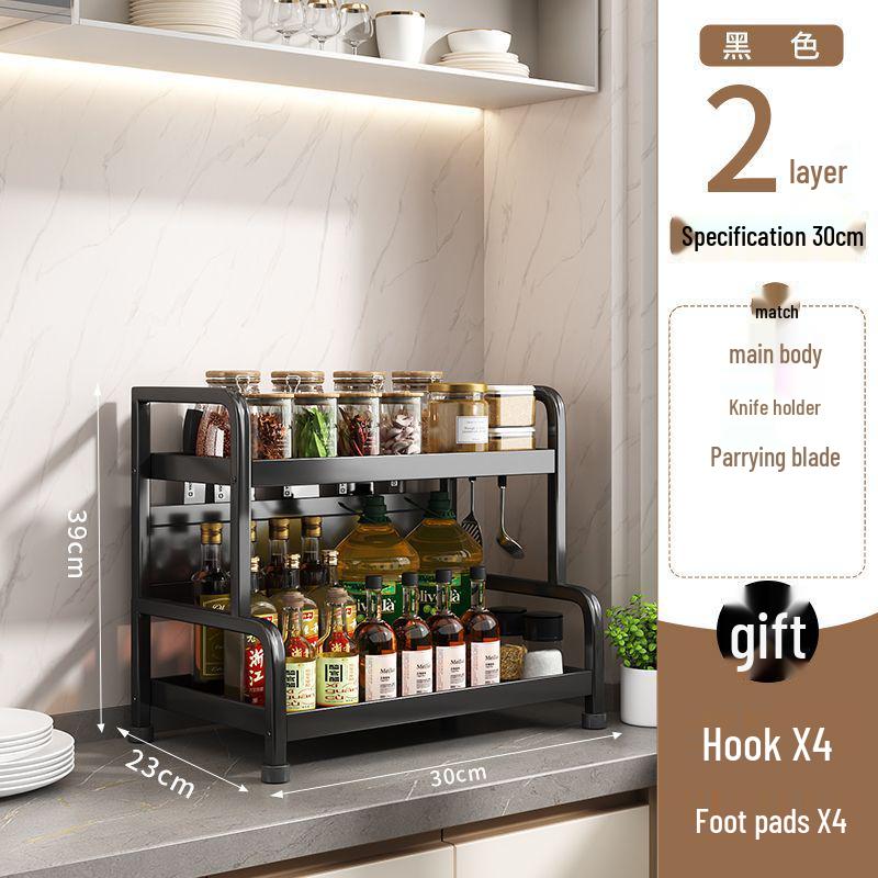 Multi-functional Kitchen Storage Rack: Seasoning Organizer, Chopstick & Knife Holder, Multi-layer Shelf.