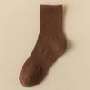 Men's Socks Retro Solid Color Brown White Khaki Beige Breathable Cotton Socks Casual Sport Fashion Medium Tube Long Sock