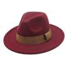 Fashion Blogger With Brown Wool Jazz Hat Vintage Big Brim Felt Top Hat