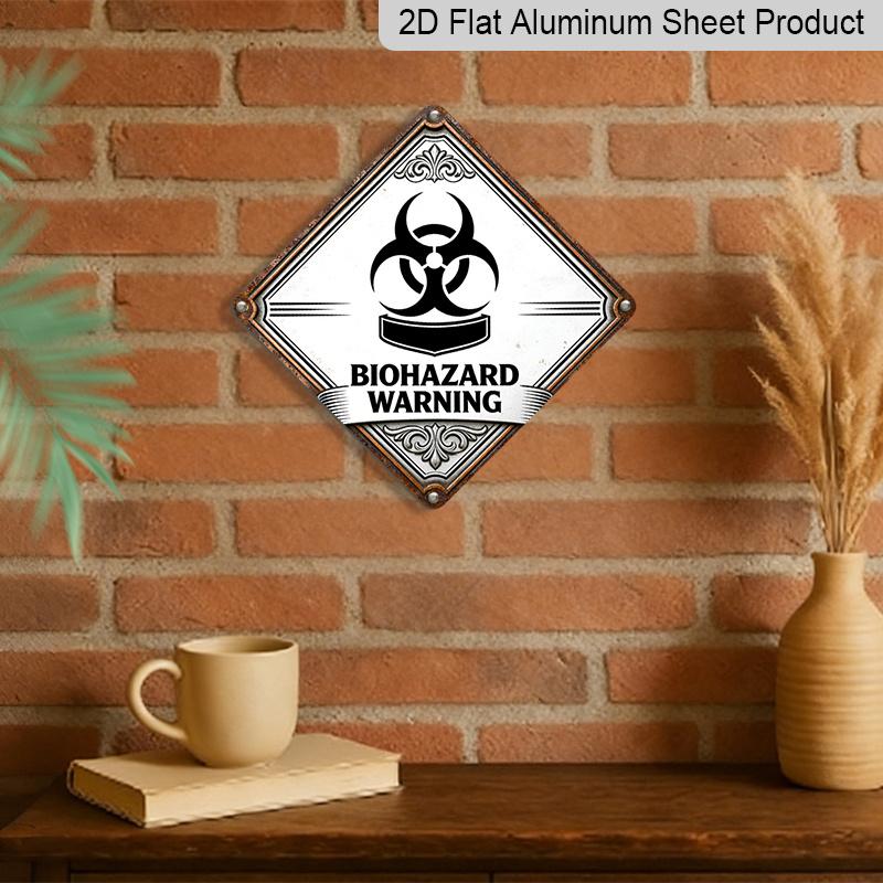 2D Flat, 1pc, Biohazard Theme, Metal Warning Decor Gift for Industrial Decor Lovers, Suitable for Office, Laboratory, Workshop, Hallway, Warehouse