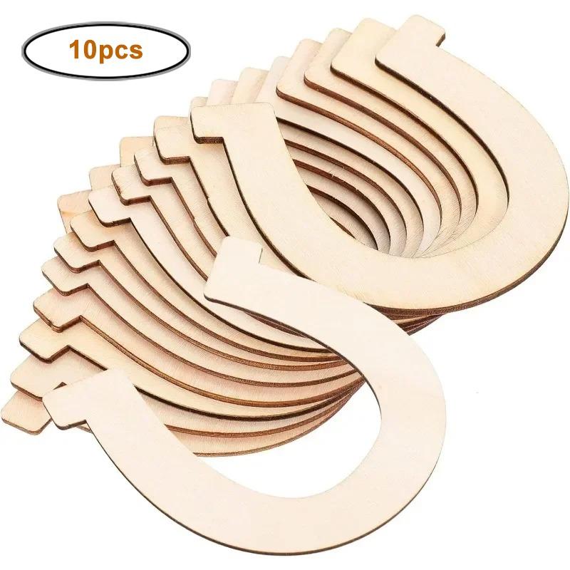 

10pcs/lot Wooden Horseshoe Cutouts, Unfinished Wood Horseshoes Blank Horseshoe DIY Horseshoe Chips for DIY Craft Wedding