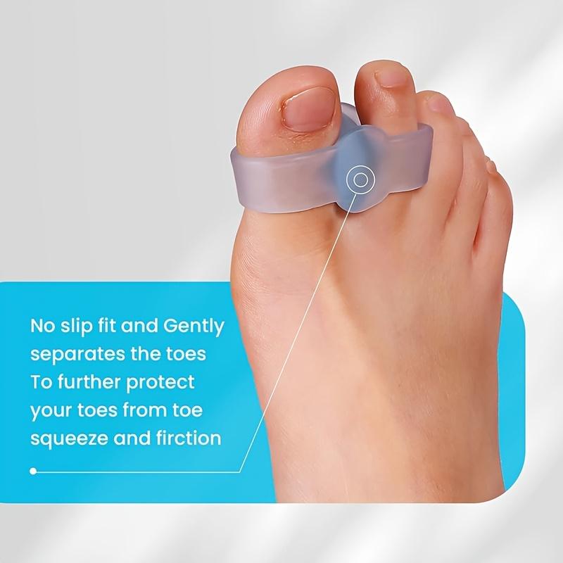 2pcs/1pair Soft Gel Toe Separators for Men and Women, Big Toe Spacer Cushion Pads with 2 Loops, Blue/Transparent