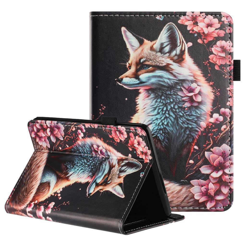 For Amazon Kindle Paperwhite 6 (2024) Tablet Case Litchi Texture Pattern Printing Leather Cover Auto Sleep/Wake with Card Holder