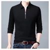 Long-sleeved T-shirt for Men, Youth Lapel Solid Color POLO Shirt for Men, Korean Style Autumn Casual Bottoming Shirt for Men, Polo Shirt