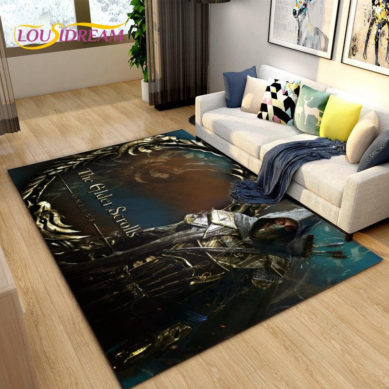 Alfombra grande para gamers de The Elder Scrolls, ideal para sala de estar, dormitorio, sofá, decoración, antideslizante para niños.