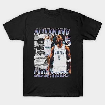 Asian Size Men Print T-shirt Anthony Edwards Newspaper No-Cut Heat Transfer Print Cotton Tshirt