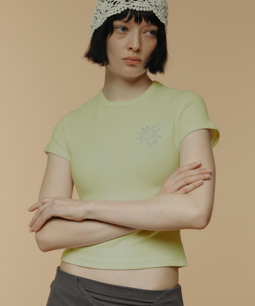 Lomaentinueo Sunrise Slim-Fit Cropped Cotton T-Shirt (Light Green)